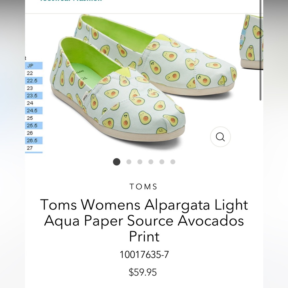 Toms x paper source avocado shoes